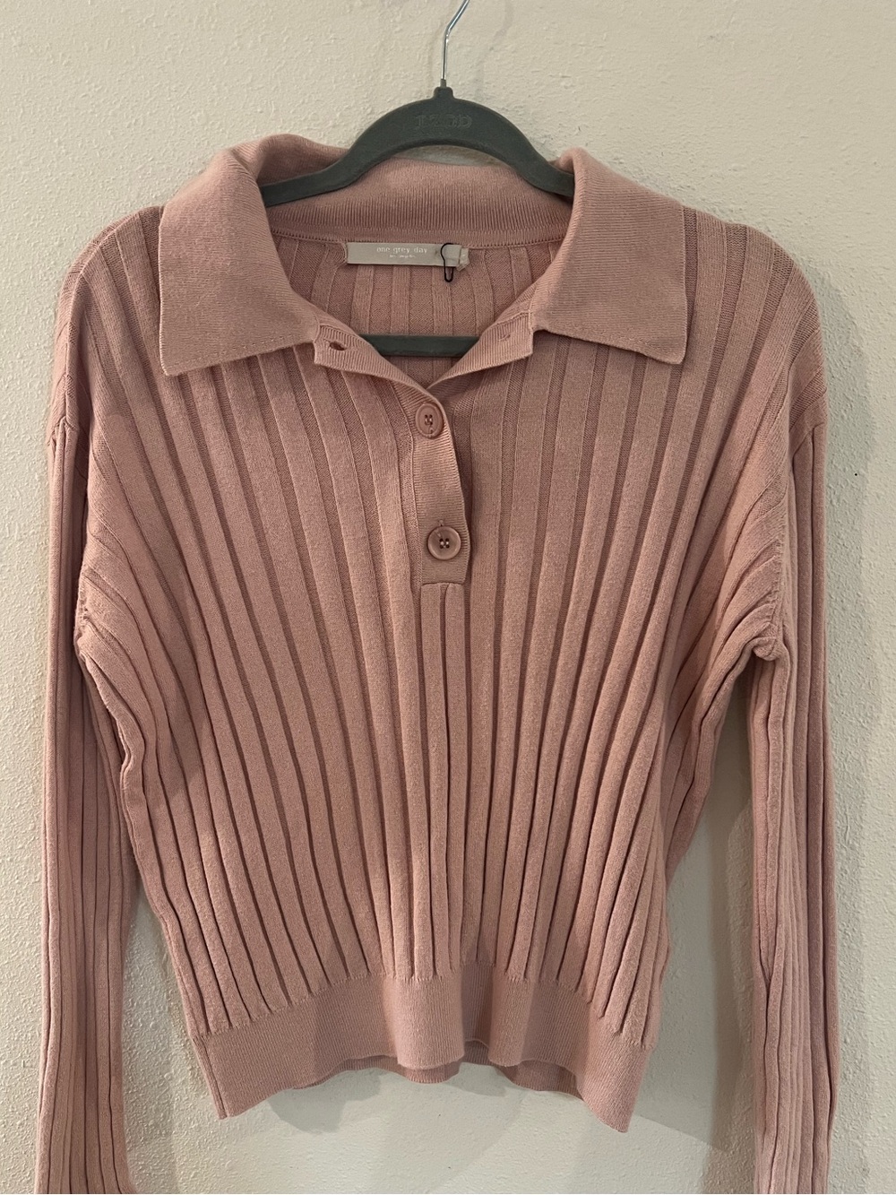 One Grey Day Dusty Pink Ribbed Top